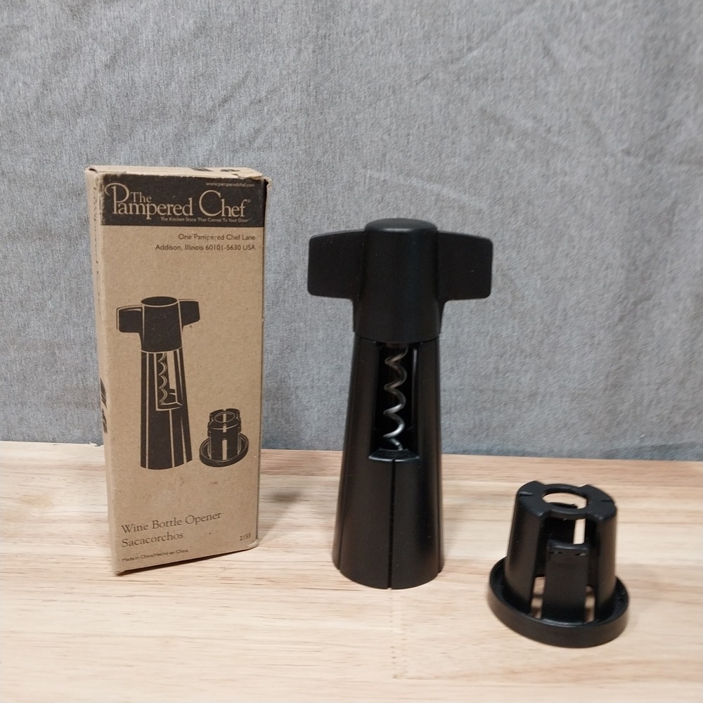 Pampered Chef Wine Bottle Opener Sacacorchos 2155 Barware Black
